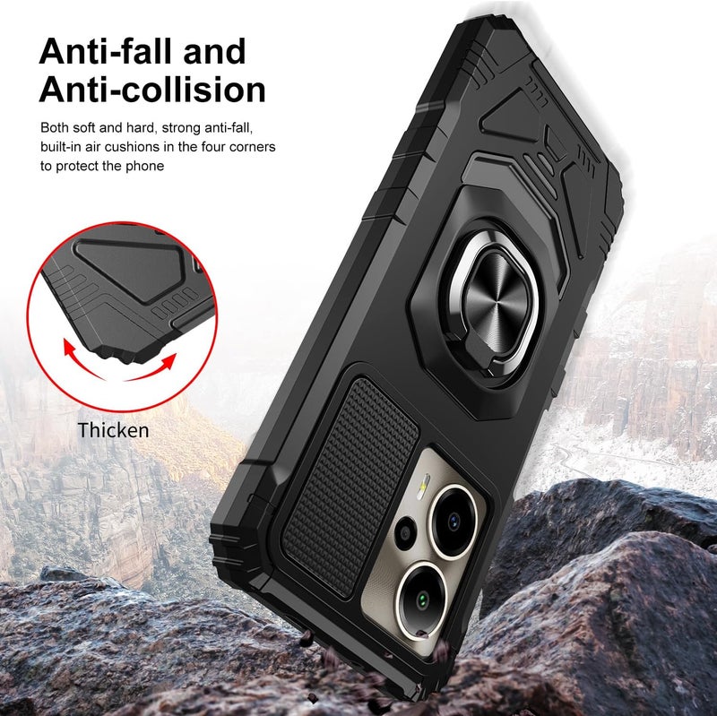 Mocotto for Cricket Outlast 5G 2024 Phone Case AT&T Motivate Pro 5G Case with Tempered Glass Screen Protector,Military Grade Heavy Duty Shockproof Protective Cover,with Ring Kickstand (Black) - Image 4